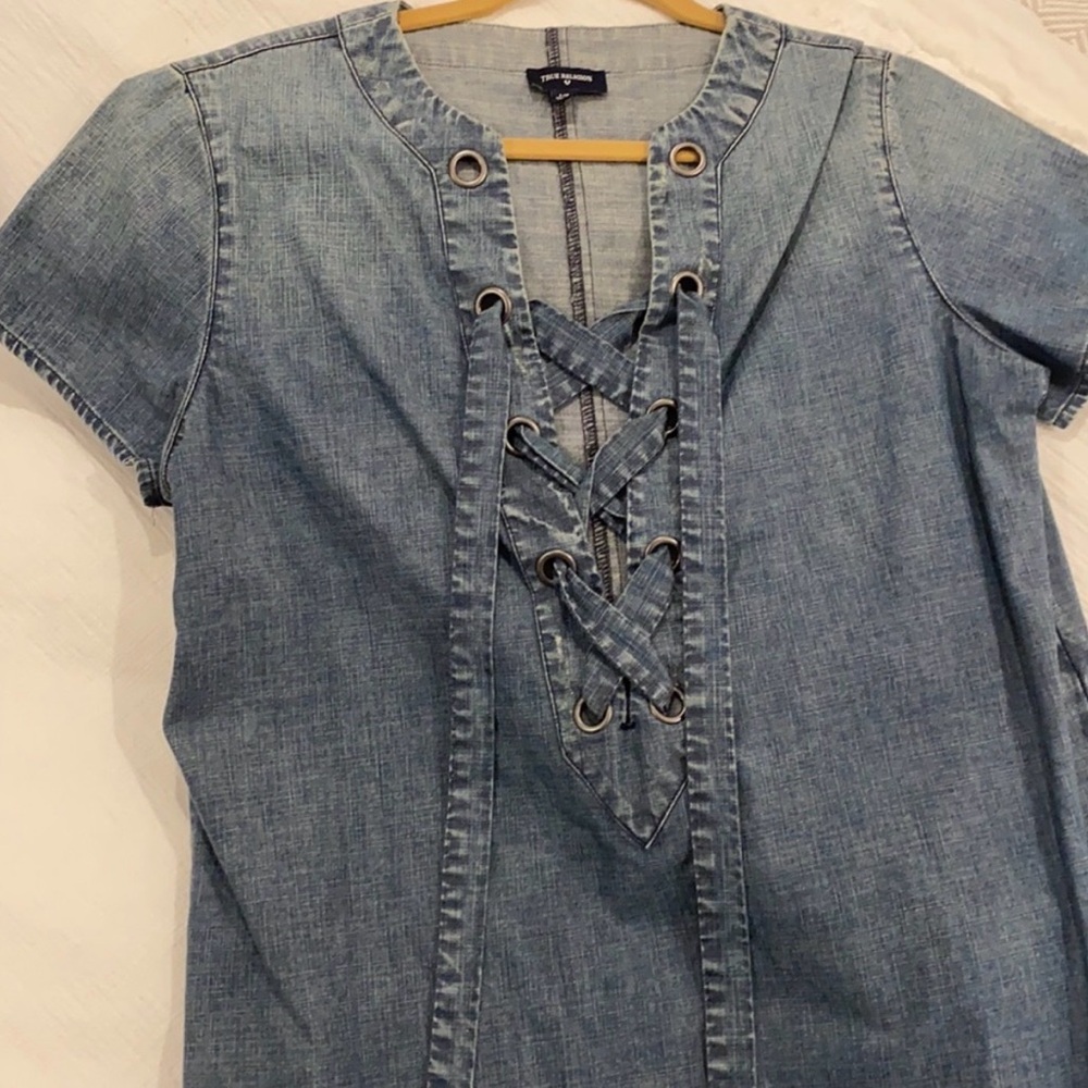 True Religion Denim Lace up Tunic Dress - Picture 4 of 5